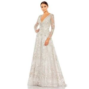 Mac Duggal 20402 Wrap-Around Decollete Neckline A-Line Dress Pastel Multi 8 NWT